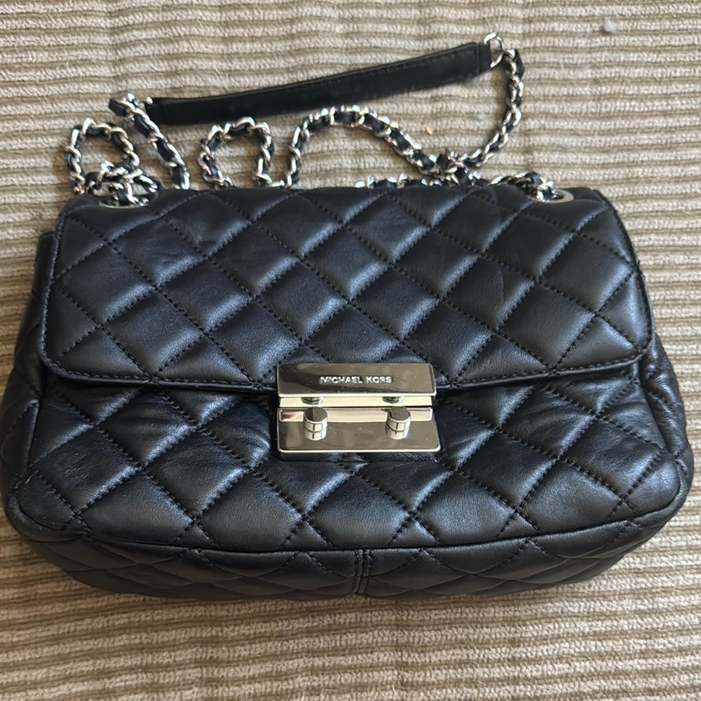 Michael Kors Black Quilted Leather Shoulder Bag